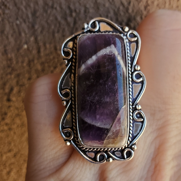 New Chevron Amethyst 925 Silver Ring. - Picture 4 of 13